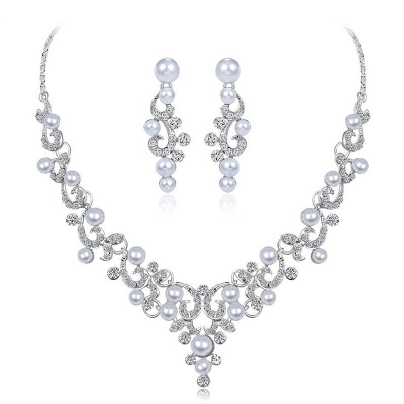 Fashion Rhinestone Faux Pearl Necklace