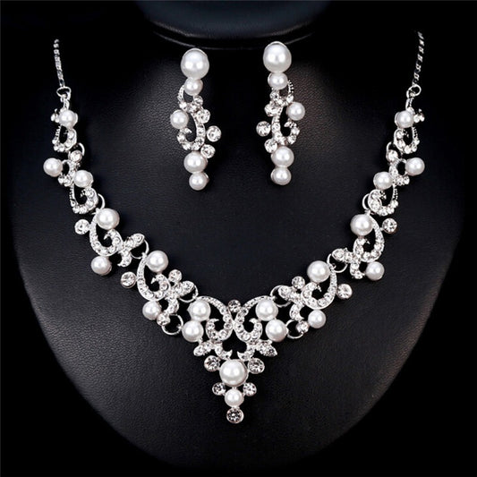 Fashion Rhinestone Faux Pearl Necklace