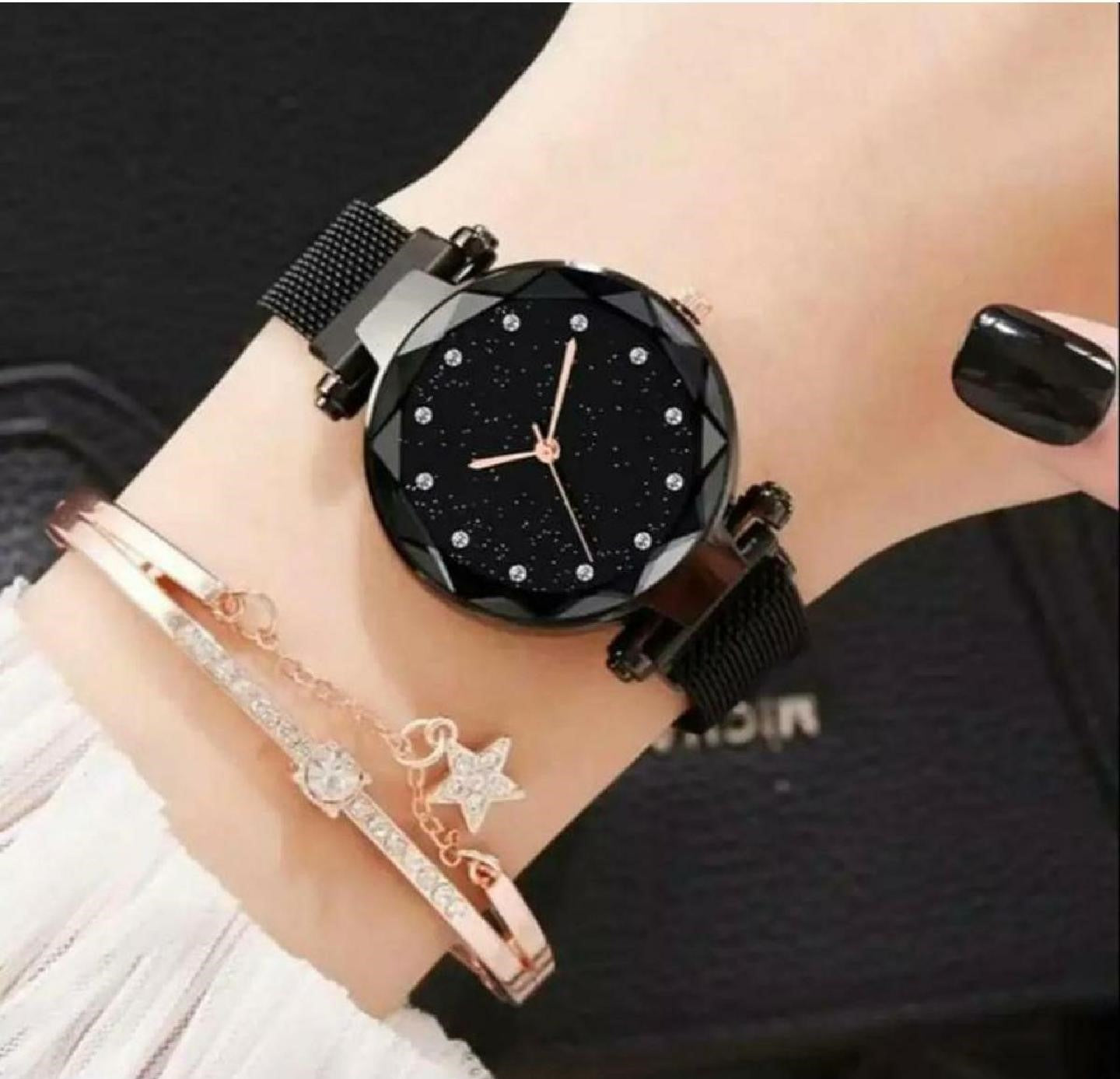Graceful Glimmer Magnetic Wrist Watch