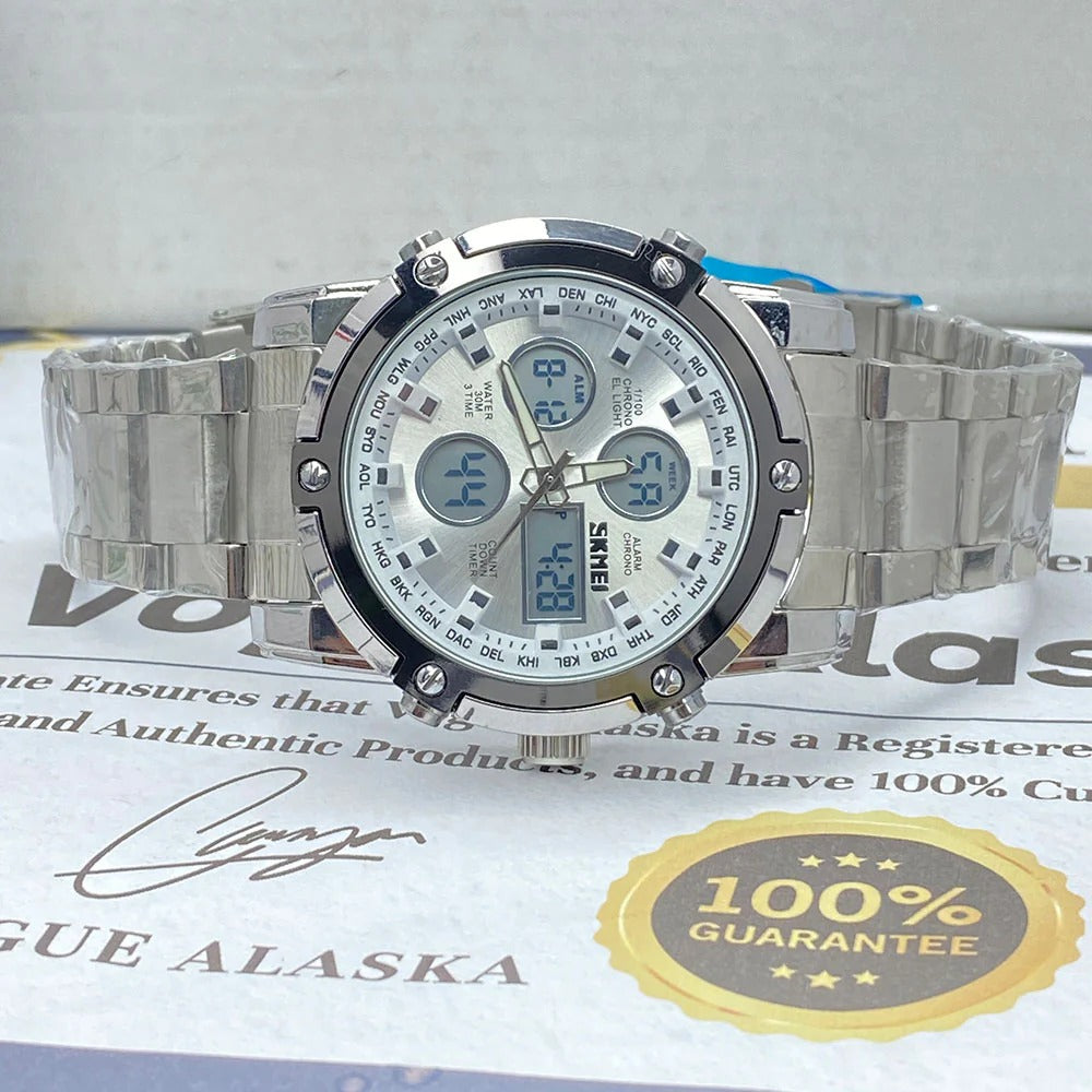 SKMEI 1389 Dual Time (Analog & Digital) Chain Watch For Men